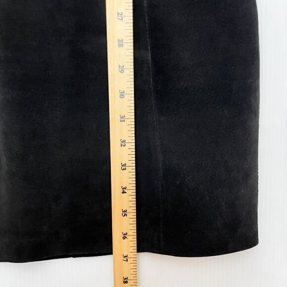 BAGATELLE Fitted Suede Leather VTG 90’s Minimalist Sheat Black Dress s 6 - Picture 6 of 8